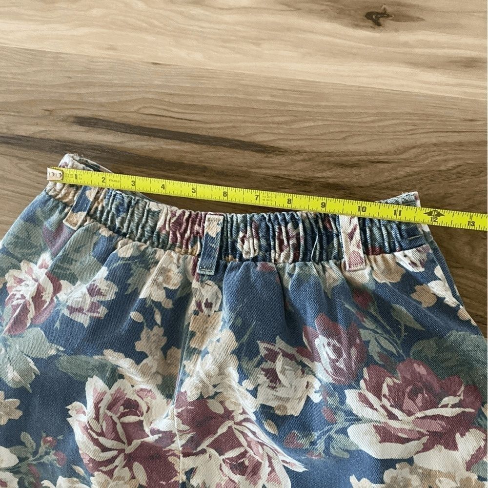Vintage Vivaldi Jeanswear Floral Midi Length Denim Button up Skirt - Picture 8 of 9